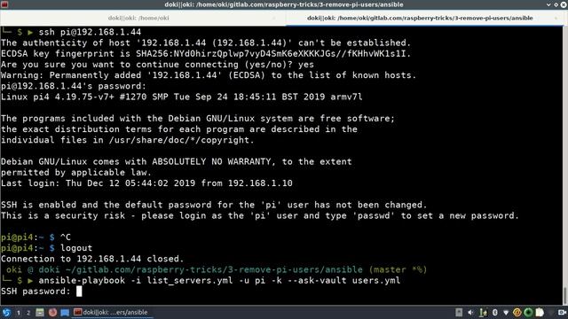 Raspberry Pi - 3. Ansible : suppression du user Pi et roles смотреть онлайн