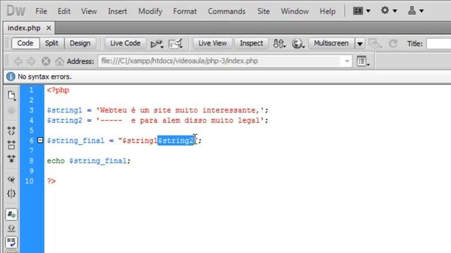 #PHP3 - Concatenar Strings, Escapar Caracteres - www.WEBTEU.COM смотреть онлайн