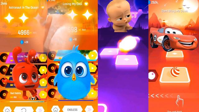 Morphle vs Angry Birds vs Baby Boss vs McQueen Tiles Hop Edm Rush смотреть онлайн