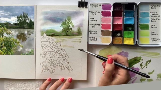 Рисуем куст дикой малины над прудом смотреть онлайн