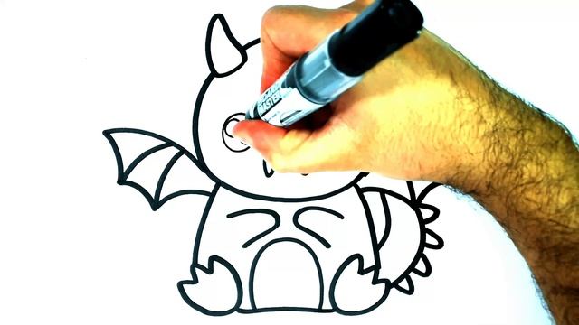 HOW TO DRAW A DRAGON - DRAWING AND COLORING A CUTE DRAGON смотреть онлайн