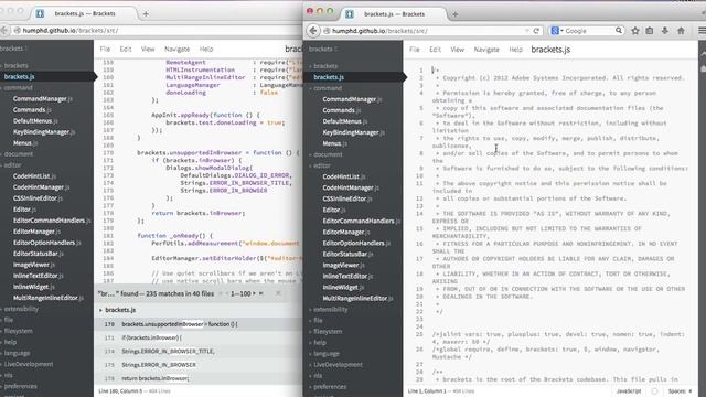 Brackets in-browser-filesystem demo смотреть онлайн