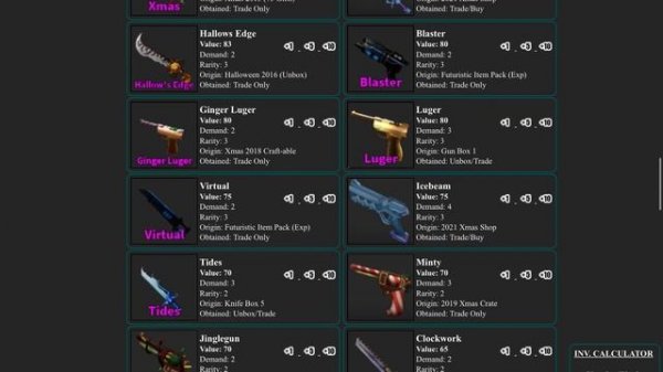 Mm2 value list (2022 July)