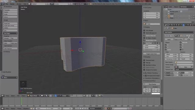 Blender.  Модификатор Wave