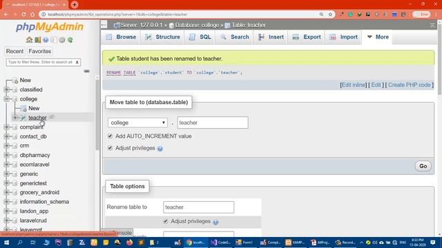 HOW TO CHANGE TABLE OR COLUMN NAME IN PHP-MY-ADMIN смотреть онлайн