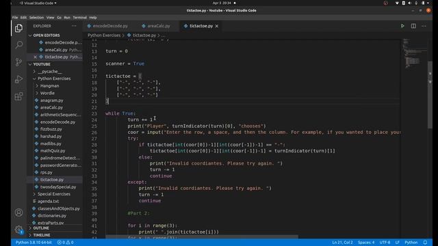 How to make TicTacToe using Python | Python exercises #14 Part 1 смотреть онлайн