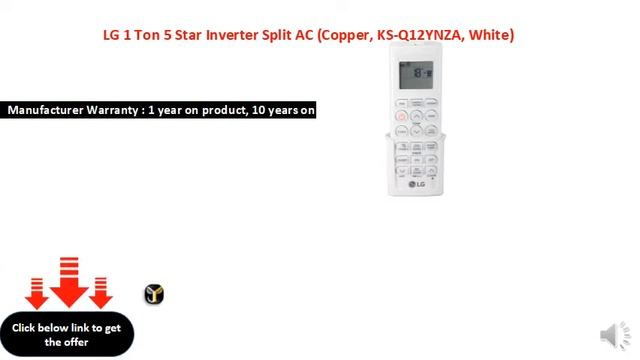LG 1 Ton 5 Star Inverter Split AC (Copper, KS-Q12YNZA, White) смотреть онлайн