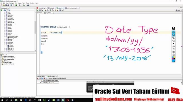 5- Tarih(date) Veri Türü İle Tarih İşlemleri|ORACLE SQL VERİ TABANI DERSLERİ TÜRKÇE смотреть онлайн