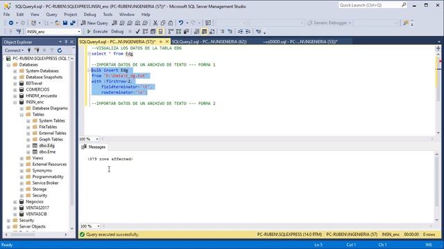 Importar datos con bulk insert en MS SQL Server / bulk insert in SQL Server смотреть онлайн