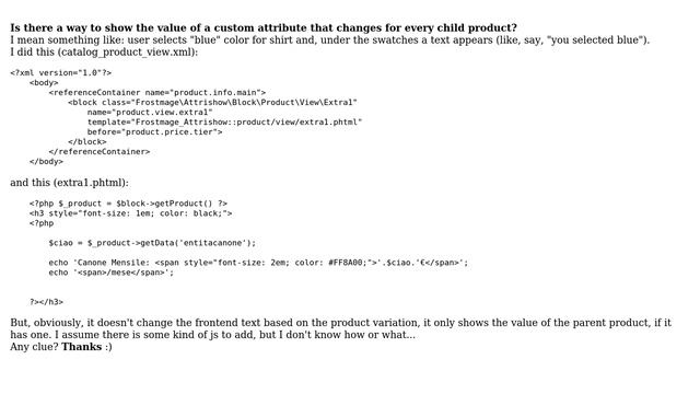 Magento: Magento 2.3: Show custom attribute value for configurable products смотреть онлайн