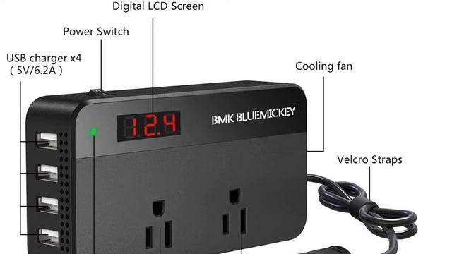 BMK 200W Car Power Inverter DC 12V To 110V AC Car Inverter