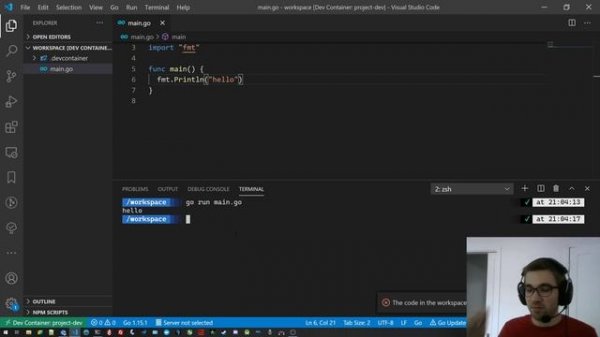 Go VS Code development container