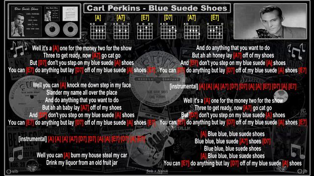 Carl Perkins - Blue Suede Shoes [With Clicks] [No Vocals] [Jam Track] [Guitar Chords & Lyrics] смотреть онлайн