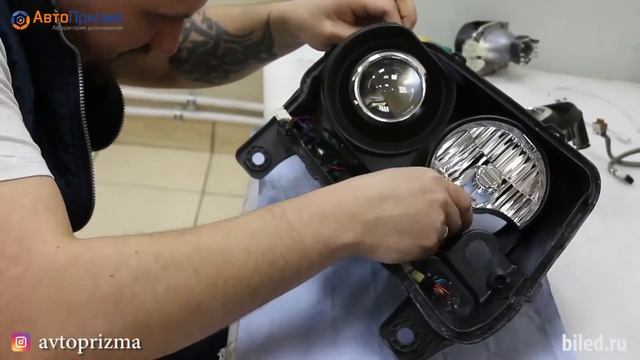 Jeep Grand Cherokee установка СВЕТОДИОДНЫХ линз Lumisfera Far