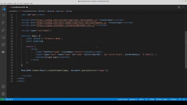 React - Exibição Condicional no JSX смотреть онлайн