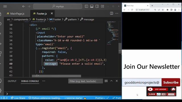 Footer Newsletter Form using React Hooks смотреть онлайн