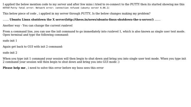 Putty fatal error: Network error: connection refused (ubunty server) смотреть онлайн