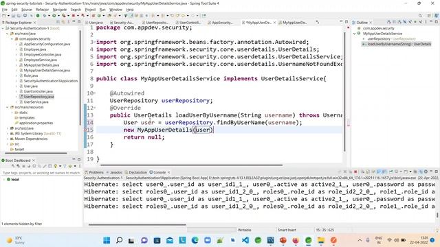6 Spring Boot | Spring Security | JPA + MySQL Authentication | User Details Service смотреть онлайн