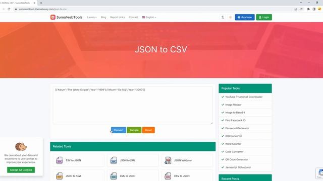 JSON to CSV | SumoWebTools смотреть онлайн