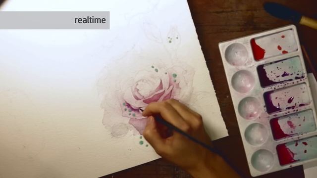 How to Paint a Rose Watercolor. Tutorial. Part 1 смотреть онлайн