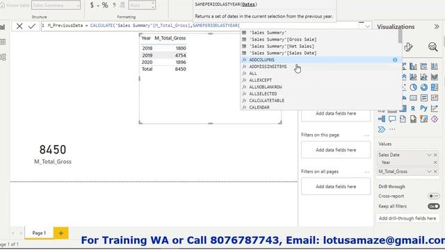 SAMEPERIODLASTYEAR DAX | Power BI