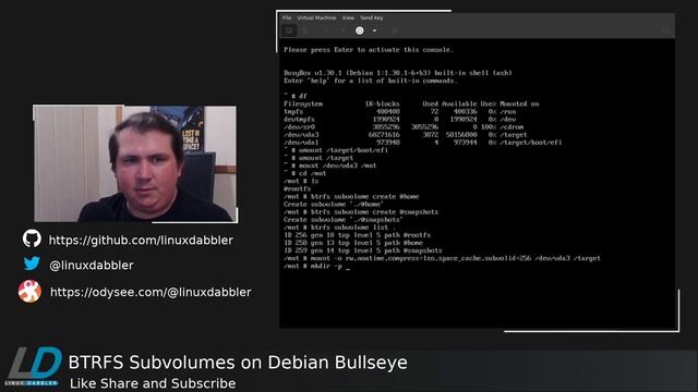 Debian Bullseye install with BTRFS Subvolumes смотреть онлайн