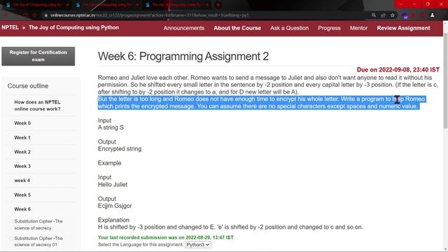 NPTEL The Joy of Computing using Python Week 6 All Programming Assignment Solution 2022 | IIT Ropa смотреть онлайн