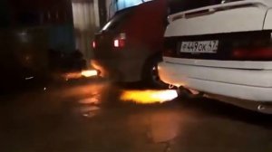Огонь из выхлопной трубы  VW Passat B3