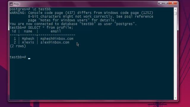 PostgreSQL DELETE Query in Table psql Shell смотреть онлайн