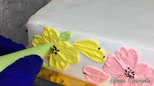 Прямоугольный торт. Шикарное украшение. Елена Солнцева смотреть онлайн