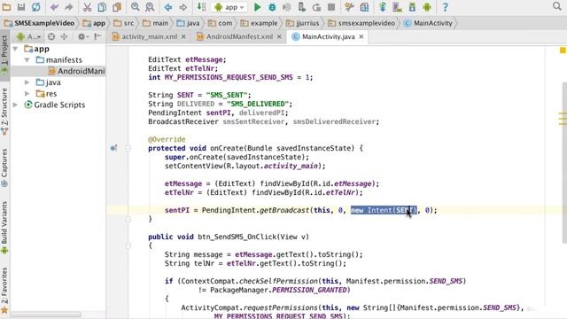 Send SMS using SMSmanager class on android studio смотреть онлайн