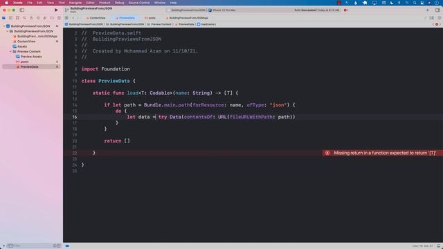 Building SwiftUI Xcode Previews Using JSON File смотреть онлайн