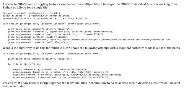 GIS: GRASS r.viewshed from Python with multiple raster tiles (2 Solutions!!) смотреть онлайн
