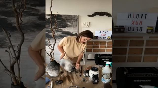 Декор вазы красками | Как покрасить вазу | Мастер-класс по декору предмета | краски смотреть онлайн