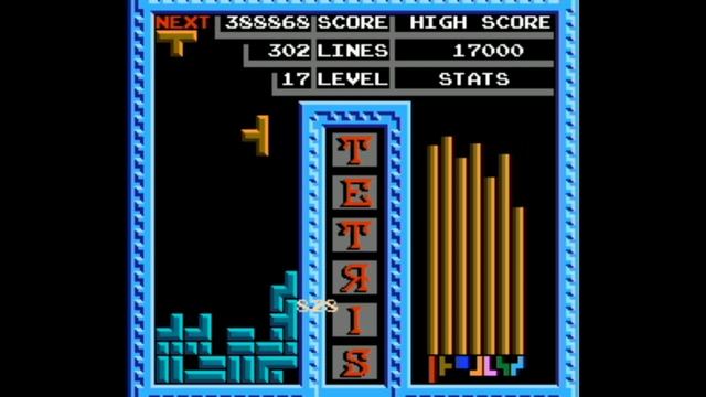 Tetris. NES. Gameplay. Score 999999 Over (700 Lines)