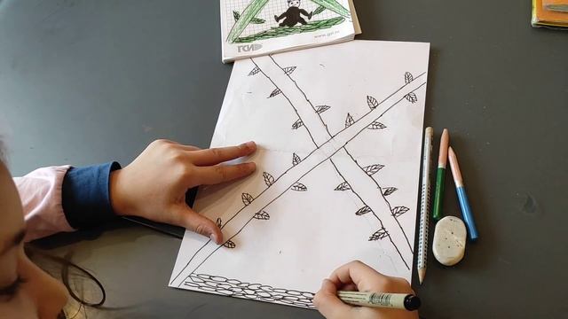 Как нарисовать панду на фоне бамбука и голубого неба (эксперимент) смотреть онлайн