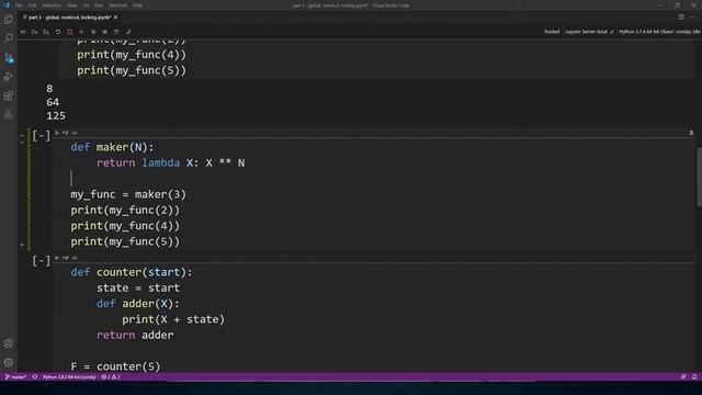Лекция Python 4.2 Функции (global, nonlocal, замыкания) смотреть онлайн