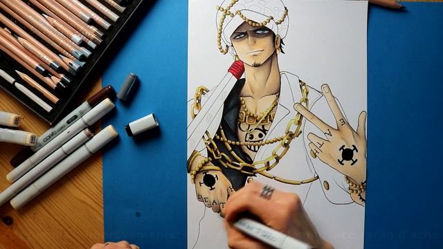 ONE PIECE: Traflagar Law speed drawing (copic marker, acrylpaint, colored pencil) смотреть онлайн