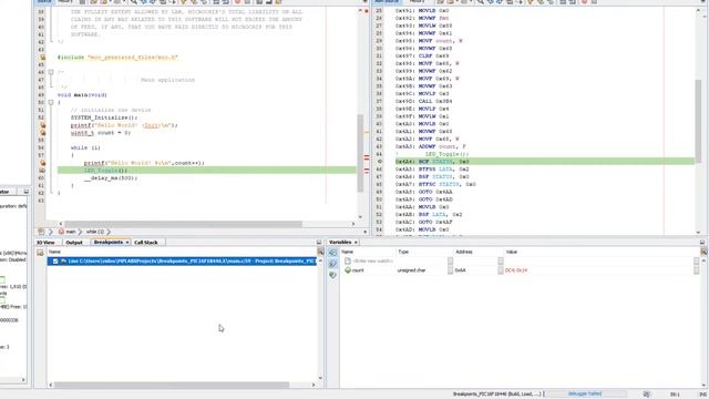 MPLAB® X IDE Advanced Debugging - 03 Line breakpoints (Debug Disassembly) смотреть онлайн