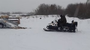 Погрузка снегохода Stels Viking в прицеп МЗСА