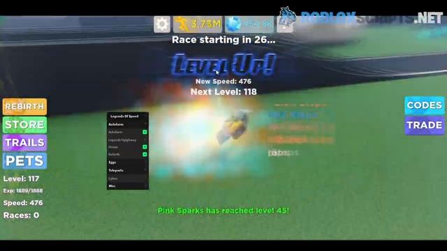 [UPDATED] Roblox Legends Of Speed Script Hack GUI Pastebin: Auto Farm, Infinite Gems, Rebirth & Mor смотреть онлайн