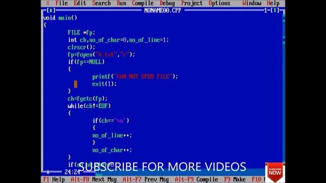 C PROGRAM TO COUNT NO OF CHARACTERS AND LINES IN A TEXT FILE-106 смотреть онлайн