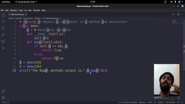 Passing an object to a class method and Destructor in Python - Jit Code (Hindi) смотреть онлайн