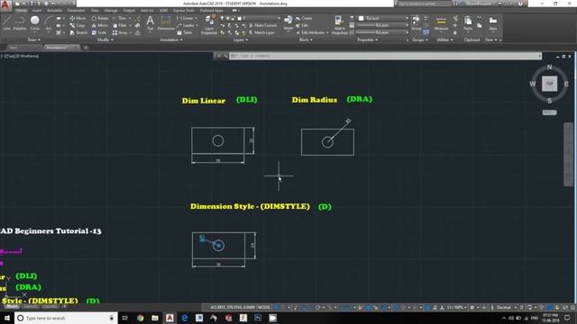 Auto CAD Beginners Tutorial 13 DIMENSION STYLE MANAGER ,DIMLINEAR,DIMRADIUS AND HOW it can be used смотреть онлайн