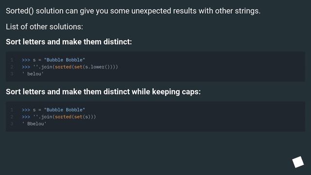 How to sort the letters in a string alphabetically in Python смотреть онлайн