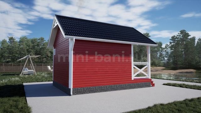 3D презентация проекта Каркасной Бани «БК-2» | Строительная Компания «Мини-Бани» смотреть онлайн