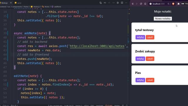 Projekt "Notatnik" 7/8 - Implementujemy API (React, axios) смотреть онлайн
