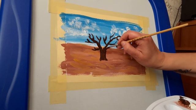 Рисование цветущего дерева. смотреть онлайн