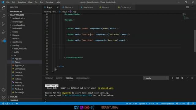 29. Routing in React Part II ll React JS full Playlist 2022 ll Brainy Bhai смотреть онлайн