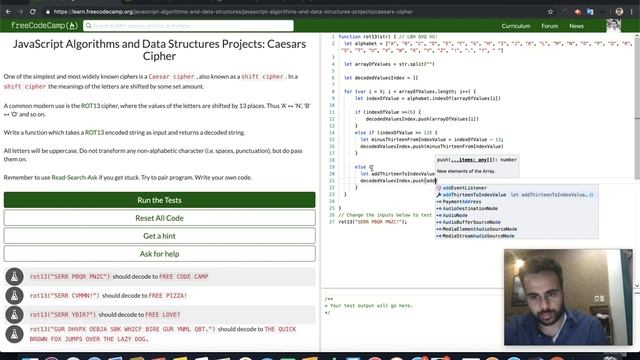 JavaScript Algorithms and Data Structures Projects: Caesars Cipher (freecodecamp.org) смотреть онлайн